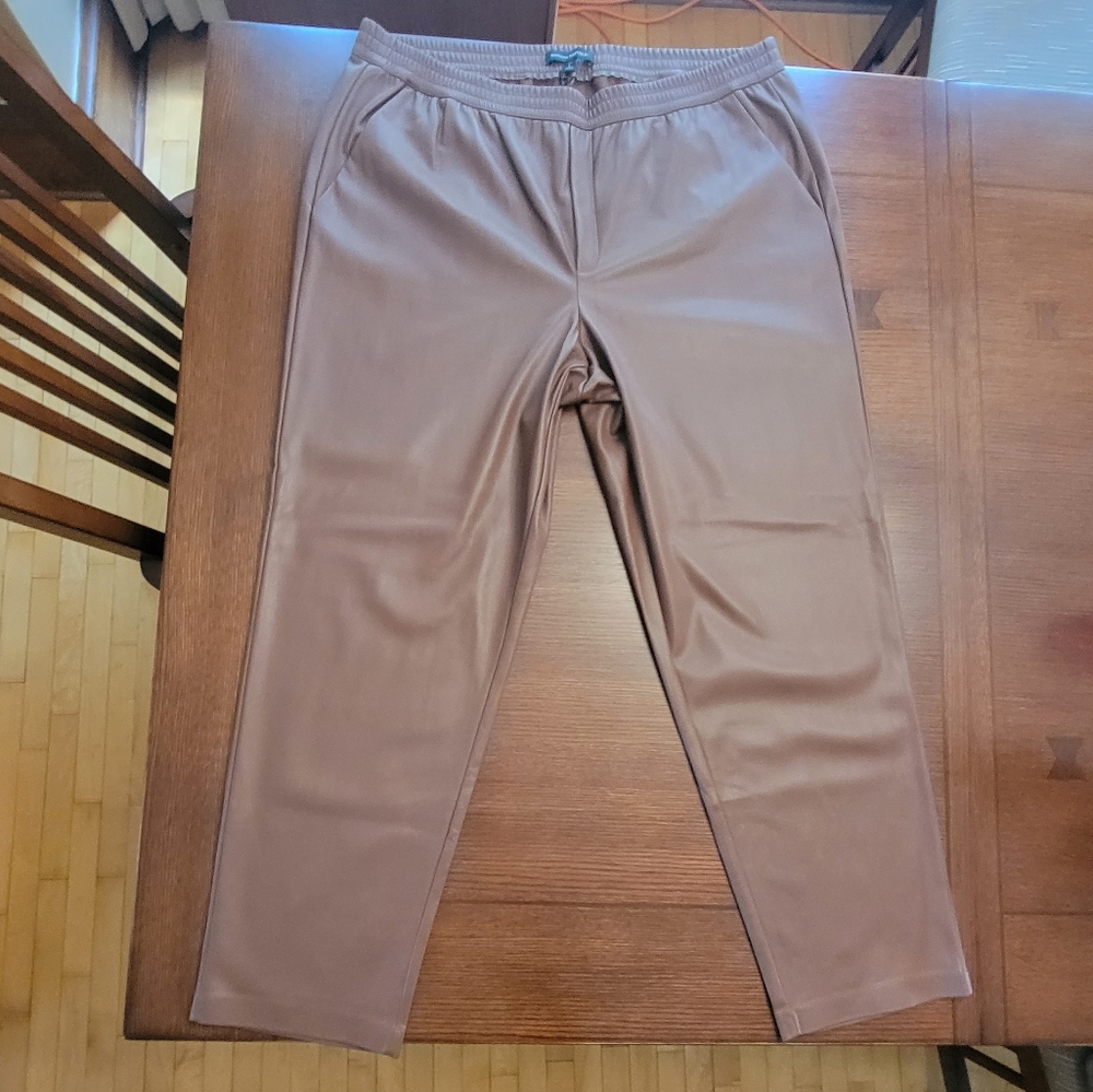 Banana Republic Faux Leather Brown Pants Large Tall